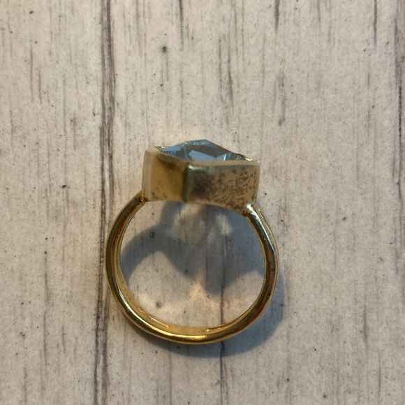 Sterling ring with gold overlay and blue stone - Picture 8 of 12